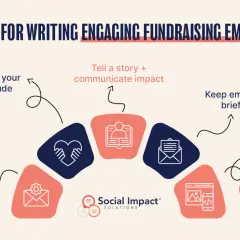 Tips for writing engaging fundraising emails: personalize, express gratitude, tell a story, keep brief, and add visuals. These are great emails to send fundraisers to.