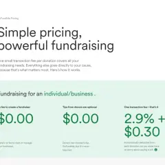 GoFundMe's pricing: no fee to start, but a 2.9% + $0.30 transaction fee per donation.