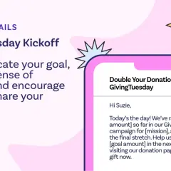 GivingTuesday kickoff email example, showing how to create urgency. This is the best time to send giving tuesday email.