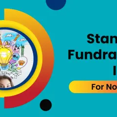 40+ standout fundraising ideas for nonprofits, featuring a lightbulb of creativity and a person's thoughtful gaze.