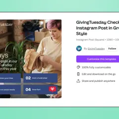 Giving Tuesday video template with 4 ways to participate: volunteer, fundraise, share, and have fun.