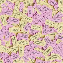 A pile of pink and yellow raffle tickets, some reading "KEEP THIS TICKET." This image might make you wonder, are raffles legal in Alabama?