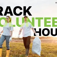 Two volunteers collect trash, their efforts contributing to virtual volunteer hours.