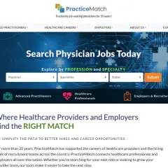 PracticeMatch website for finding healthcare board positions. Search physician jobs by profession and specialty.