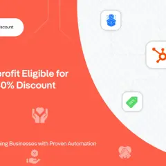 Discover if your nonprofit qualifies for HubSpot's 40% discount. This graphic highlights the offer with icons representing support and savings.