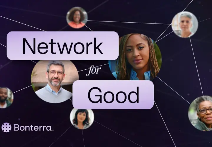 Network for Good Inc. connects diverse individuals, fostering collaboration for positive impact. Bonterra logo present.