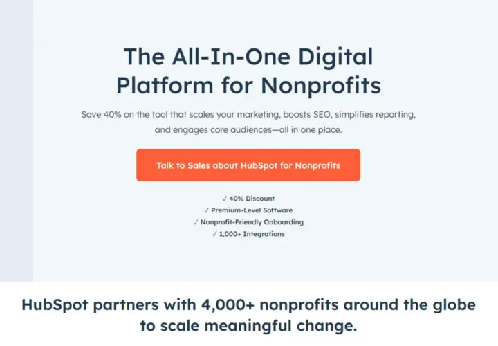 HubSpot CRM for nonprofits: an all-in-one digital platform to scale marketing, boost SEO, and engage audiences.