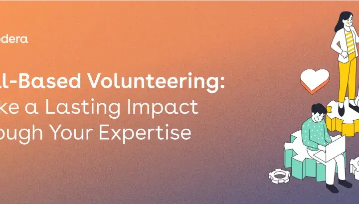 Illustration of people engaged in community service, using their skills to build a better future.