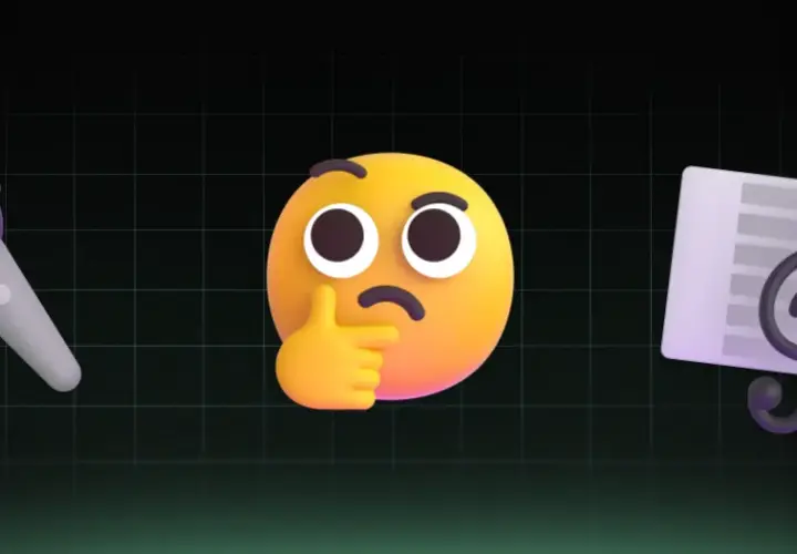 Microphone, thinking emoji, and sheet music. Ideas for choir fundraising are being considered.