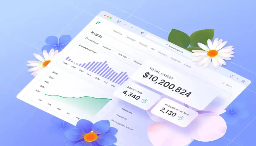 Digital dashboard showing fundraising success, with $10M raised. Great for brainstorming april fundraising ideas and tracking campaign progress.