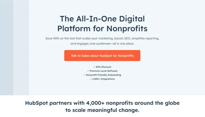 HubSpot CRM for nonprofits: an all-in-one digital platform to scale marketing, boost SEO, and engage audiences.
