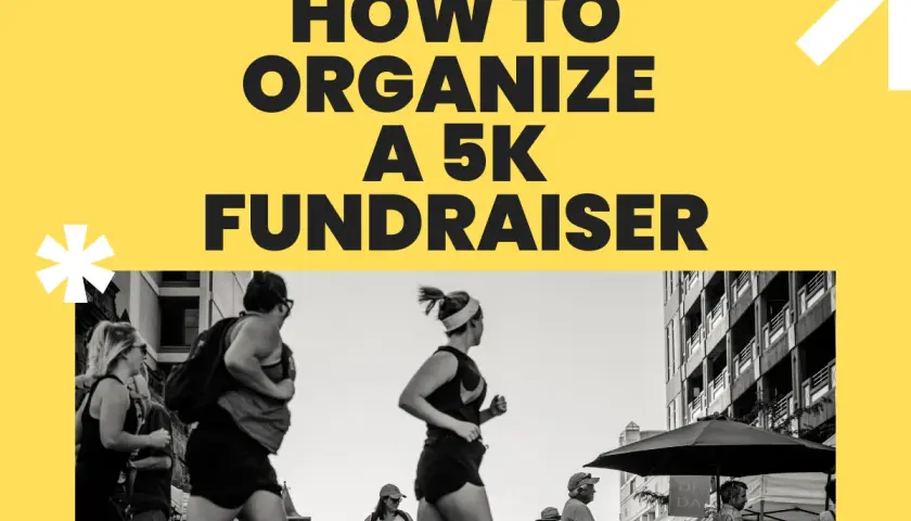 Learn how to organize a 5k fundraiser with this guide, featuring runners in a city setting.
