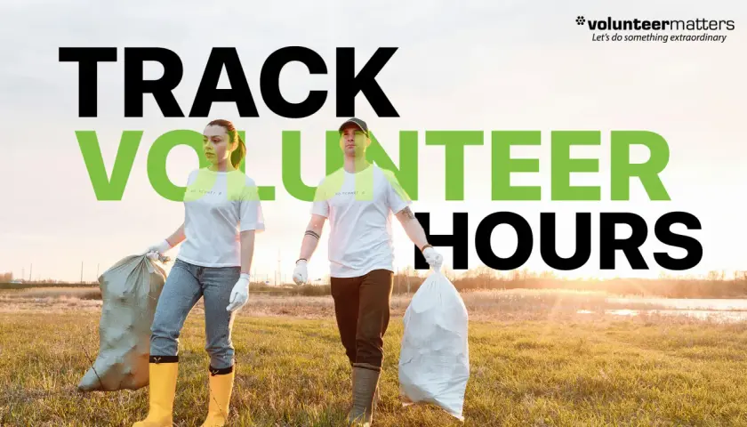 Two volunteers collect trash, their efforts contributing to virtual volunteer hours.