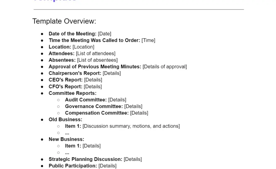 Committee Meeting Template - Drive Decisions, Track Actions
