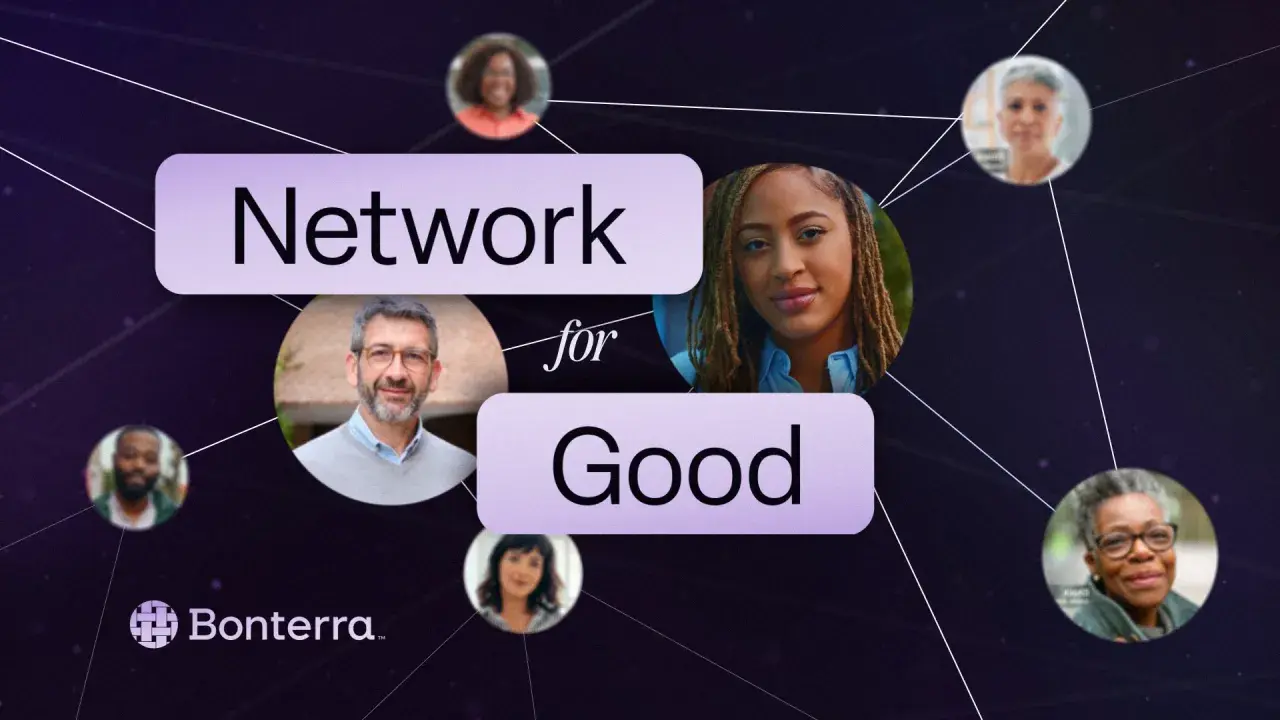 Network for Good Inc. connects diverse individuals, fostering collaboration for positive impact. Bonterra logo present.