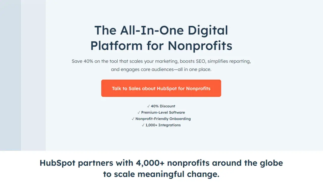 HubSpot CRM for nonprofits: an all-in-one digital platform to scale marketing, boost SEO, and engage audiences.