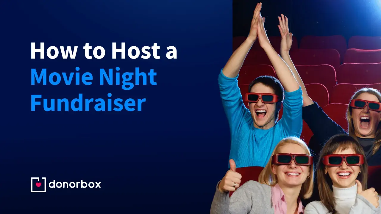 Excited people in 3D glasses cheer at a movie night fundraiser. Learn how to host your own!