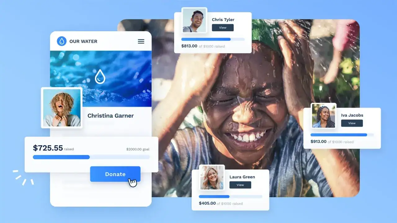 Peer to peer fundraising tips: A digital interface shows a campaign for