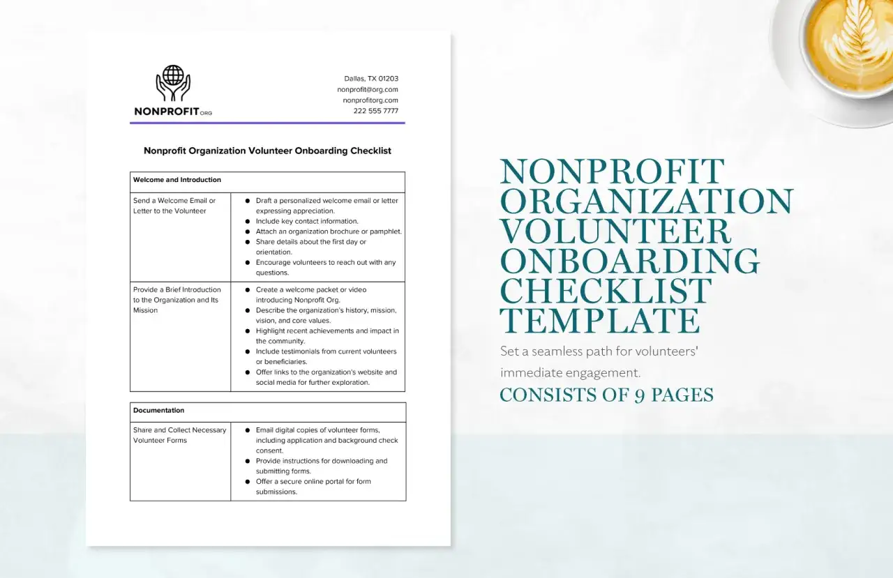 Nonprofit volunteer onboarding checklist template. Learn how to retain volunteers with a seamless onboarding process, including welcome emails, introductions, and documentation.